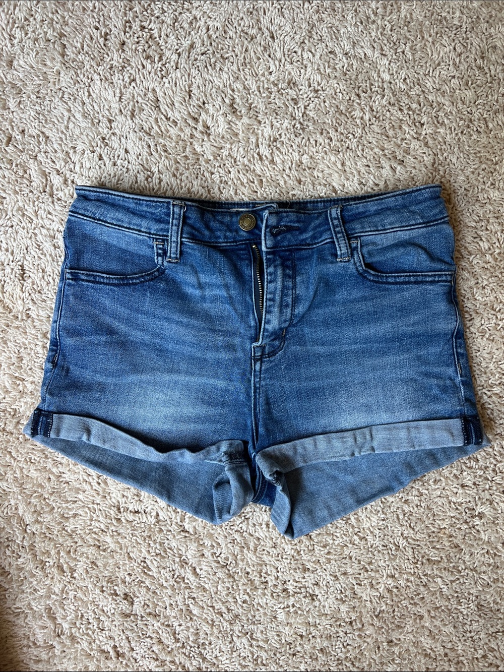 PacSun High Rise Blue Denim Cuffed Jean Shorts